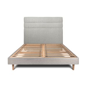 Cama 150x190 cm con cabecero de línea - tejido rizado - gris