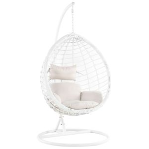 Sillón colgante con soporte fano ratán sintético blanco