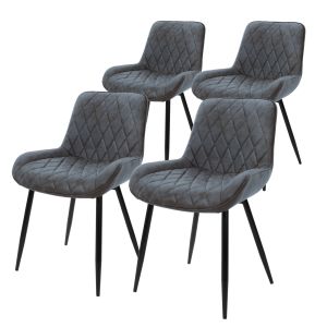 Juego 4 sillas de comedor/salón imitación de cuero antracita 84cm