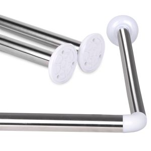 Barra de cortina de ducha de acero universal  (modelo l+u, plata)