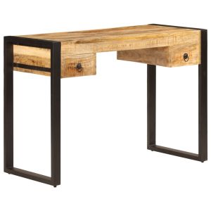 vidaXL mesa de escritorio 2 cajones  madera maciza mango 110x50x77 cm