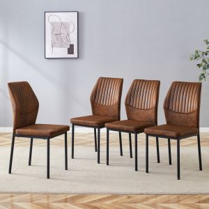 Conjunto de sillas de comedor tela técnica marrón negro set de 4