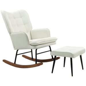 Silla mecedora 64x89x90 cm lino sintético color beige Homcom