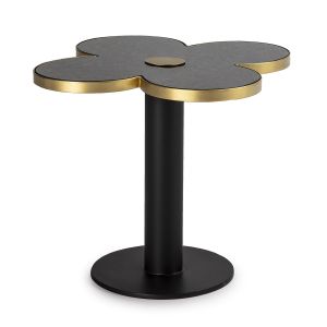 Mesa auxiliar 60x60x50 granito negro, metal dorado, negro