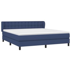 vidaXL cama box spring con colchón tela azul 160x200 cm
