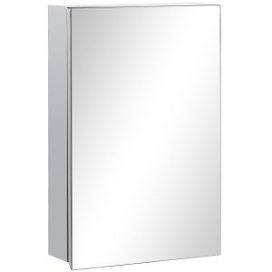 Armário com espelho aço inoxidável e vidro prata 39x12x60 cm