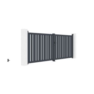 Pack puerta abatible 3,5m a.140cm veymont + 2 postes eifel a.166cm gris