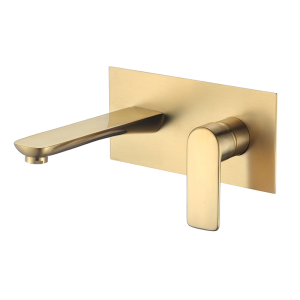 Valaz grifo de lavabo embellecedor cuadrado dorado cepillado caño de 21cm