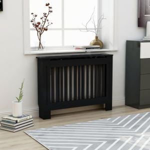 Cubierta para radiador mdf negro 112x19x81,5 cm