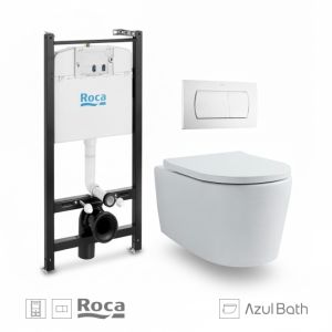 Pack roca active cisterna y pulsador bl br con wc lia tornado azulbath