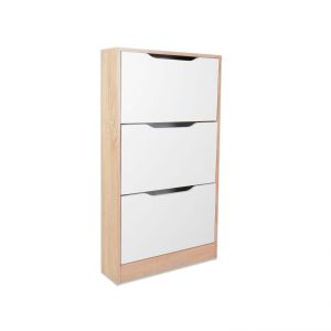 Zapatero de 3 puertas abatibles 60x107,5 cm kamik roble nordico - blanco