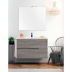Mueble de baño itaca con lavabo y espejo 120x45cm roble smoky