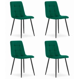 Silla valora pyra de terciopelo verde oscuro, diseño moderno (x4)