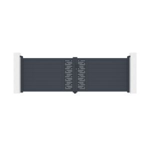 Puerta abatible 4m arlberg al.120cm aluminio + 2 postes 15x15cm al.166cm