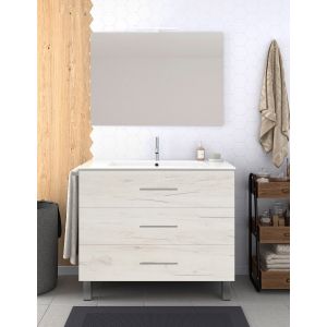 Mueble de baño ribera, lavabo y espejo 80x45cm blanco nórdico