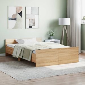 Cama con cabecero piecero roble sonoma 120x200 cm
