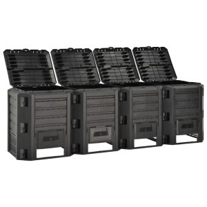 vidaXL compostador de jardín negro 1600 l
