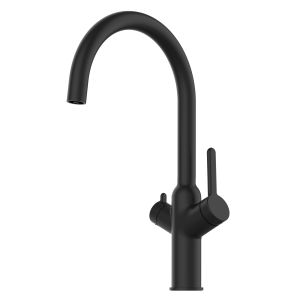 Grifo de cocina 4 vías negro con caño alto u giratorio 360°, BOD