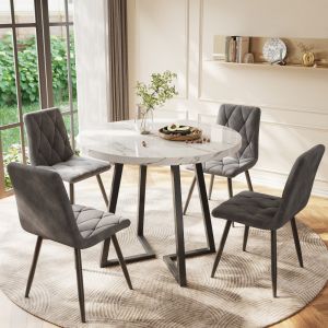 Mesa redonda 80x80cm mdf blanco con patas metal negro