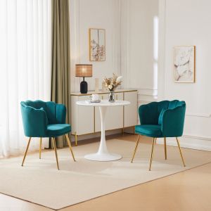 Sillón de terciopelo verde para dormitorio y comedor set de 2