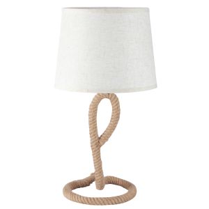 Lámpara de mesa metal, cuerda de cáñamo y tejido tc color beige ø30x56 cm