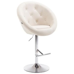 Taburete de bar ajustable - crema - tela metal
