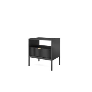 Mesita de noche - negro con 2 cajones - 54x39x56 cm