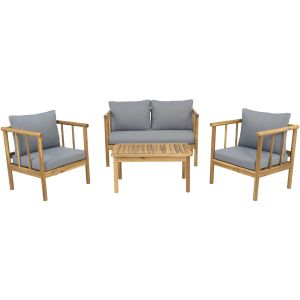 Conjunto de jardín de madera con cojines incluidos <<milano>> - 4 plazas -