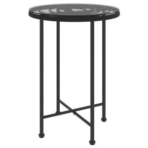 vidaXL mesa de comedor de vidrio templado y acero negro 55 cm