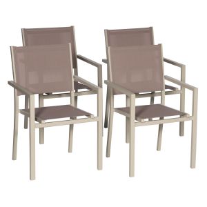 Juego de 4 sillas de aluminio color topo - textilene taupe