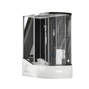 Ducha de vapor con hidromasaje allin 4in1 - 170 x 90 negro derecha