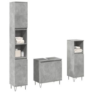 Set muebles de baño 2 piezas madera contrachapada gris hormigón esb9859
