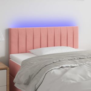 Cabecero con LED de terciopelo rosa 90x5x78/88 cm eso8258