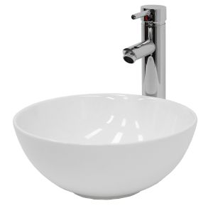Lavabo cerámico redondo 350 x 350 x 120 mm blanco ecd germany