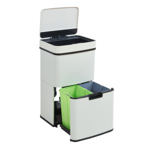 Cubo de basura automático venna con cajón 62 l acero beige  [en.casa]