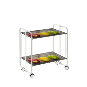 Carrito auxiliar con ruedas bauhaus armazón metálico blanco, 2 bandejas
