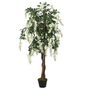 Árbol de wisteria artificial 840 hojas verde y blanco 150 cm eerf6775