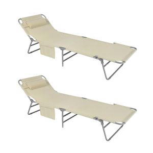 Sobuy tumbona inclinable acero plegable con almohada beige