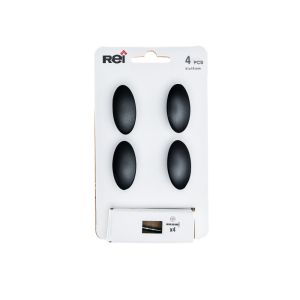 Blister con 4 pomos metálicos para mueble, con acabado negro mate mod. 743