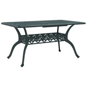 vidaXL mesa de jardín aluminio fundido verde 150x90x72 cm