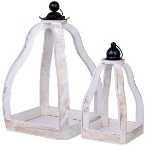 Soporte macetero de madera set de 2 piezas 29x29x49h-18x18x34h cm