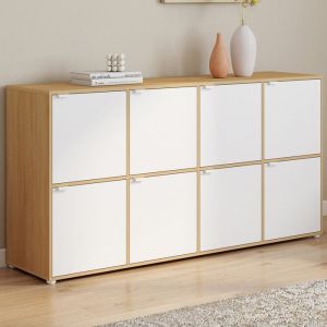 Aparador moderno - 8 puertas - blanco madera - 139 cm