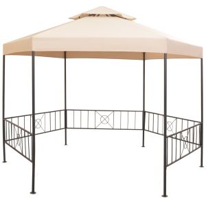 vidaXL pérgola/cenador de jardín hexagonal beige 323x265 cm
