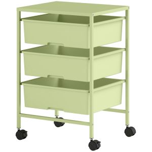 Carrito de almacenamiento 40.8x33.5x60.5 cm acero, pp color verde Homcom