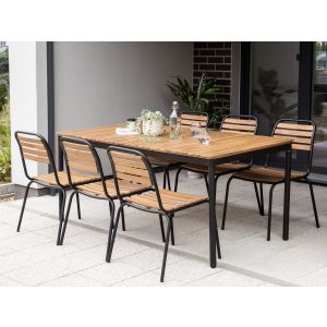 Conjunto de comedor exterior 6 plazas vallese madera de acacia marrón