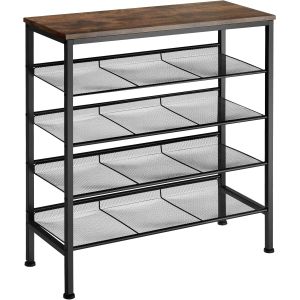 Zapatero estilo industrial y 4 estantes 75,5x30,5x85,5cm madera oscura