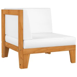 vidaXL sofá de esquina seccional y cojines blanco crema madera acacia
