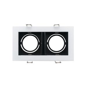 Marco downlight para dos gu10 o modulo fuente LED corte 160*85 blanco