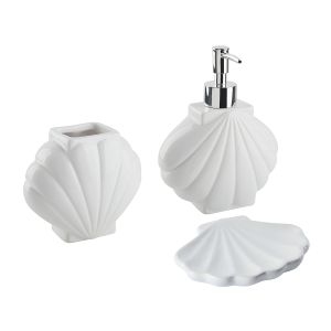 Conjunto de 3 accesorios de baño shell cerámica blanco