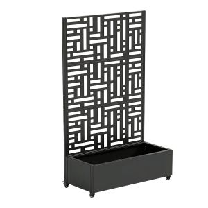 Tabique bernalda con jardinera acero 186x120x40cm - negro [casa.pro]